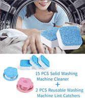 Solid Washing Machine Cleaner Effervescent Tablet,Household Reusable Washing Machine Lint Trap Machine Net Bag, Triple Decontamination Deep Cleaning Machine for Bathroom (15)