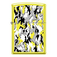 Neon Yellow Camouflage Custom Zippo Windproof Collectible Lighter. Made in USA