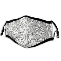 Masks Sugar-Skull-Day-Dead-Halloween-Line 6" X 9" Inch Unisex Cotton Mask Anti-Dust Protective Earloop Cycling Face Mask for Kids Women and Men