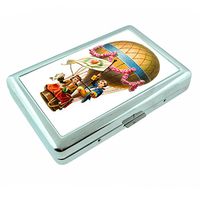 Perfection In Style Metal Silver Cigarette Case Vintage Hot Air Ballon Design 002