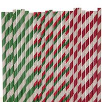 Christmas Paper Straws (red green-striped, 100)