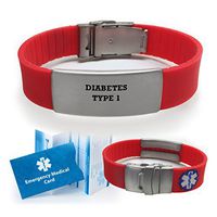 Diabetes Type 1 Medical Alert ID Bracelet for Men and Women