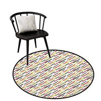 RUGSMAT Non-Slip Area Rug Pad Round,Dark Toned Dotted Background with Flower Silhouettes and Foliage,Protect Floors While Securing Rug Making Vacuuming Diameter-51 Inch Night Blue Ruby Green