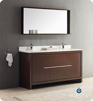 Fresca Bath FVN8119WG Allier 60" Double Sink Vanity with Mirror, Wenge Brown