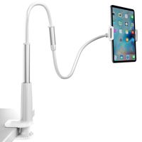 Licheers Tablet Holder, Tablet Stand: Flexible Gooseneck Tablet Stand Mount Compatible with iPad, iPhone, Samsung Galaxy, Nintendo Switch and More 4.7-10.5Inch Devices, Overall Length 33.46In(White)