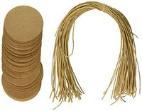 Wrapables 50 Gift Tags/Kraft Hang Tags with Free Cut Strings for Gifts/Crafts and Price Tags, Circle