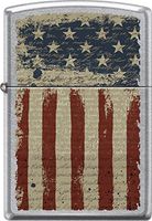 Zippo Aged American Flag Patriotic Worn And Weathered Street Chrome Lighter NEW