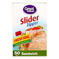 Great Value Slider Zipper Sandwich Sized Bags, 50 Ct