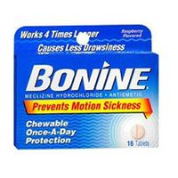 Bonine Chewable Tablets for Motion Sickness, Raspberry 16 ea (Pack of 8)