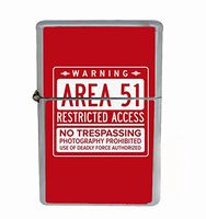 Area 51 Flip Top Oil Lighter R1 Smoking Cigarette Silver Case Included