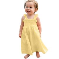 Girls Dress,SuperUS Toddler Kids Baby Girls Summer Solid Ruffle Dress Sleeveless Linen Strap Casual Dresses