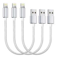 Short Replacement Charger Cable [3Pack 8 INCHES] Boost Certified Charging Cable Fast Charger Data Cord for Phone X 8 7 6S 6 Plus SE 5 Case Pad 2 3 4 Mini, Pad Pro Air, Pod Nano Touch, 3 Pack, Silver