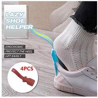 Promisen Lazy Shoes Helper for Daily Use - Portable Shoe Lifting Helper for Men, Women and Kids - Easy to Wear Shoes - Sock Slider Handled Shoe Horn for Seniors, Elderly, Disabled (4pcs, Brown)