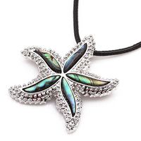 Fashionwu Abalone Shell Material Starfish Necklace Stylish Pendant Ornament Christmas New Year Birthday Gift