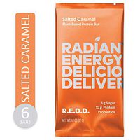 REDD Vegan Protein Bar - Salted Caramel - 6 Bars - Healthy Snack with 10g Plant-Based Protein, Low Sugar, Gluten-Free, Dairy-Free, High Fiber, Probiotics
