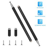 MoKo Universal Stylus Pen, 2 in 1 Disc Stylus Capacitive Pen with 4 Replaceable Fine Point Discs Compatible Apple iPad Mini/Air/Pro/iPhone/Samsung/Tablet, All Capacitive Touch Screen Device - Black