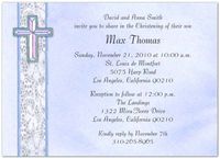Periwinkle Lace with 3D PB Cross Baptism Christening Invitations - Set of 20