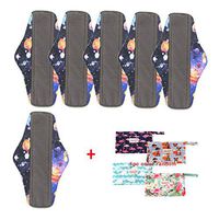 OHBABYKA Washable Reusable Bamboo Sanitary Napkins Pads for Women,Super-Absorbent, Soft and Comfortable (L, BW-6)