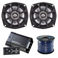 Marine Amp And Speaker Package: Kicker PXIBT502 Bluetooth Waterproof Marine Boat Stereo 2 Channel Amplifier Bundle Combo With 2x Kicker PS52504 5.25" Inch Speakers + 50 Feet 14 Gauge Speaker Wire
