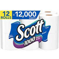 Scott 1000 Sheets Per Roll, 12 Toilet Paper Rolls, Bath Tissue