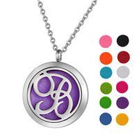 Aromatherapy Essential Oil Diffuser Necklace Sliver Tone Monogram Letter B Locket Pendant