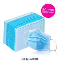 ᴍᴀsᴋ Droplet-Proof Rated Protective Face Cover (50pcs) Filtration Barrier Against Germ, Powder Male Female Blue