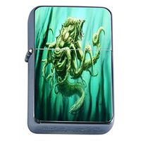 Gigantic Octopus Kraken Flip Top Oil Lighter D4 Scary Sea Monster Giant Attacking Squid