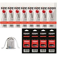 Zippo Lighter 8 Flint Dispensers (48 Flints) & 4 Wicks Replacement kit 12 Value Pack Bundle with KKBESTPACK Pouch