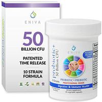 Probiotic with Prebiotic 10 Strains 50 Million CFUs Per Capsule 30 Capsules Per Bottle Doctor Formulated Patented Release Capsules No fillers