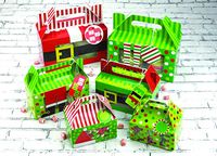 Christmas Cookie gift box Kit or Munchkin Doughnut box kit with Gift Tags, Assorted Sizes & Designs, 12 Boxes