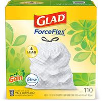 Glad ForceFlex Tall Kitchen Drawstring Trash Bags, 13 Gal, 110 Ct (Package May Vary)