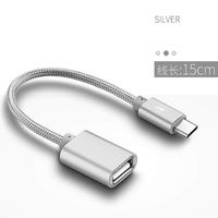 Exteren Metal USB C 3.1 Type C Male to USB Female OTG Data Sync Converter Adapter Cable New Organizer (Silver)