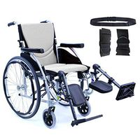 Karman S-Ergo 115 Ultra Lightweight Ergonomic Wheelchair | Seat Size 20" X 17" | Upgraded to Elevating Legrests | Quick Release Wheels in Silver & Free Black Wheelchair Seatbelt!
