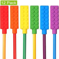 12 Pieces Chewable Pencil Chew Topper Chewy Sensory Fidget Toppers for Kids, Autism and Oral Motor Special Needs