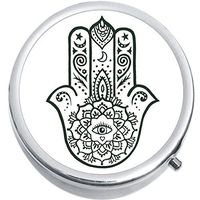 Black and White Hamsa Medicine Vitamin Pill Box