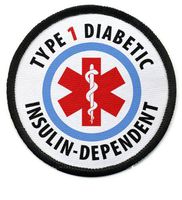 TYPE 1 DIABETIC Insulin Dependent Medical Alert 3 inch Black Rim Patch