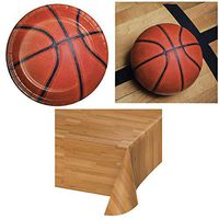 Olive Occasions Basketball Birthday Disposable Paper Party Supplies Serves 16 Plates, Napkins, Table Cover