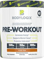 Bodylogix Energizing Pre-Workout Powder, NSF Certified, Iced Tea, 30 Servings