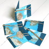Gift Tags Labels Set 5 Handmade Tree Free Natural Leaf Paper Craft 3x2.5 Folded Xmas Birth Mom Day Gifts (Teal)