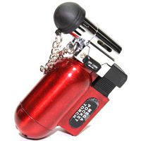 Red Color 90 Degree Angle Refillable Butane Torch Lighter with Hands Free Flame Lock - Metal - 2 3/4 Inch