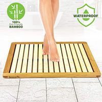 SereneLife Bamboo Wood Bathroom Bath Mat-Heavy Duty Natural or Shower Floor Foot Platform Rug with Elevated Design for Water Evaporation and Non Slip Rubber Feet for Indoor Outdoor Use
