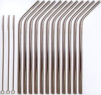 Reusable Straws - Stainless Steel Drinking - Set of 12 + 3 Cleaners - Eco Friendly, SAFE, NON-TOXIC non-plastic CocoStraw Brand
