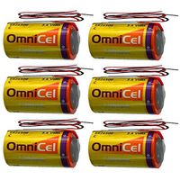 6x OmniCel ER26500 3.6V 8.5Ah Size C Lithium Battery with Wire Leads For Smoke Alarms, Carbon Monoxide Detectors, Intrusion Sensors, Fleet Monitoring, Theft Prevention, Locator Beacons