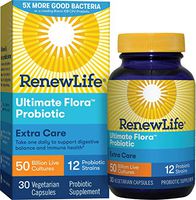 Renew Life Adult Probiotics 50 Billion CFU Guaranteed, 12 Strains, For Men & Women, Shelf Stable, Gluten Dairy & Soy Free, 30 Capsules, Ultimate Flora Extra Care