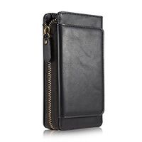 iPhone 8 Case,Vacio Zipper Card Slots Money Pocket Clutch Cover Wallet Retro Vintage Stand Smart Wallet Credit Billfold Pouch Magnetic Phone Sleeve Case for iPhone7/8.(Black)