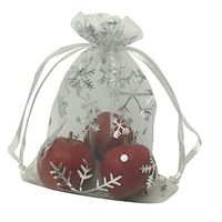 MELUOGE 100pcs 5X7 Inches Organza Drawstring Jewelry Pouches Bags Party Wedding Favor Gift Bags Candy Bags (Snowflake)