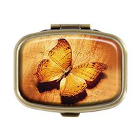 Top A Butterfly Custom Personalized Square Pill Box Decorative Box Vitamin Container Pocket Or Wallet (Butterfly-15)
