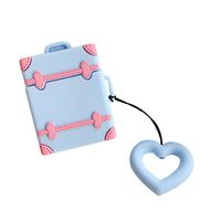 BONTOUJOUR AirPods Case, Creative Candy Color Suitcase Shape Soft TPU Silicone Case Cover Protective Skin for Apple AirPods+Lanyard-Blue