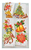 Premium Classic Design Self Adhesive 3D Christmas Gift Tags with Mini Bell - Just Peel and Stick! (3 in)