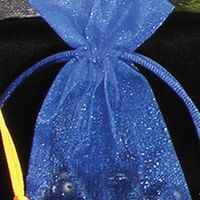 Set of 2 Medium Tie Gift Bags- Royal Blue Sheer Organza 8"